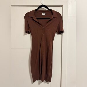 Aritzia Sunday Best Chocolate Brown Short Sleeve dress